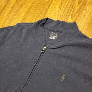 Polo Ralph Lauren Knit Jacket Men XL‎ Blue Full Zip Cotton Viscose Preppy